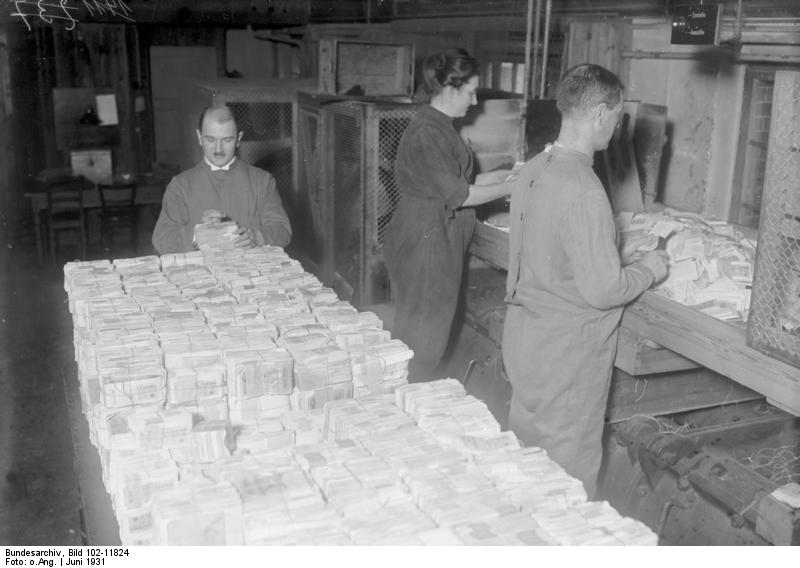 Hjalmar Schacht in his office in the Reichsbank. He was Minister